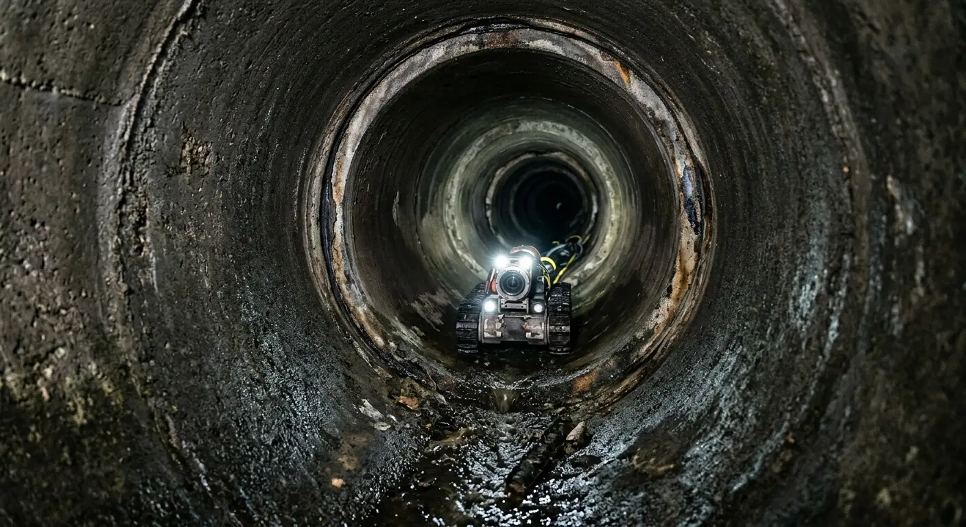 Robotic sewer camera inspecting pipe interior for Drain Snake Service in Lynnfield